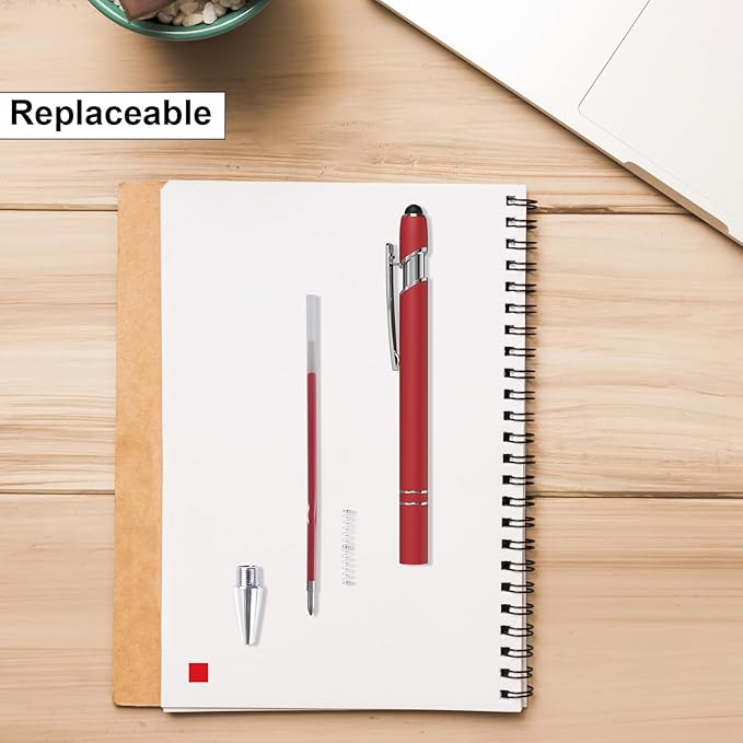 Red Gel Ink Pens, 12 Pcs, Fine Point, Smooth Writing, with Stylus Tips, 0.7 Mm, Office Desk Accessories, Motivational