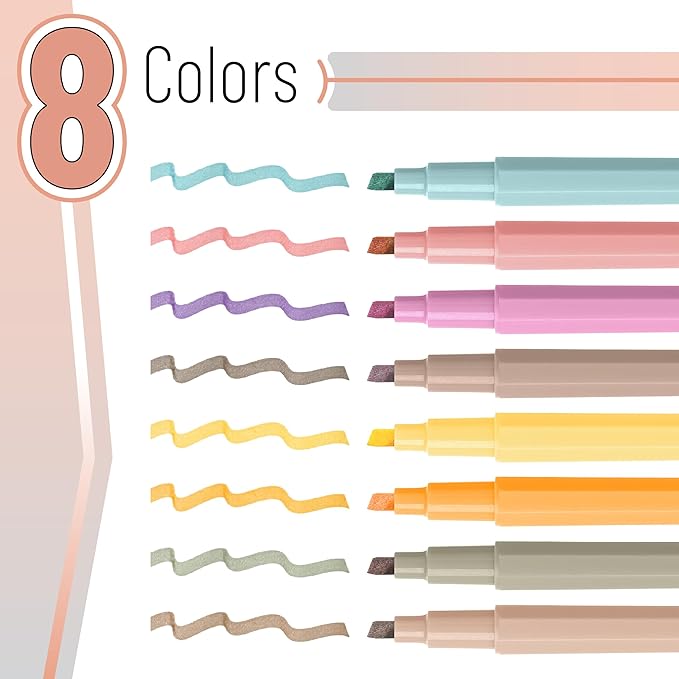 Mr. Pen- Aesthetic Highlighters, 8 pcs, Chisel Tip, Assorted Colors, Bible Highlighters No Bleed