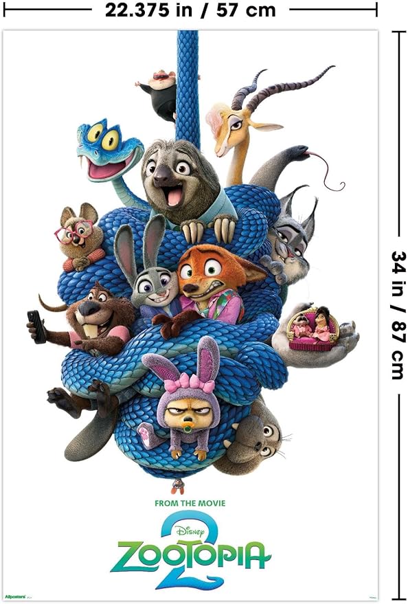 Disney Zootopia 2 (2025) - Group One Sheet Wall Poster, 34L" x 22.4W", Poster & Mount Bundle