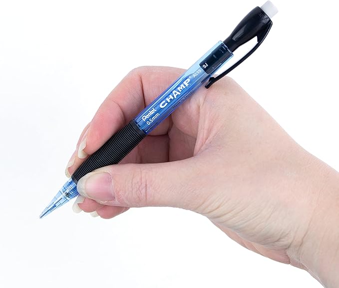 Pentel Champ Pencil, Automatic Pencil, 0.5mm Lead Size, Blue Barrel, Box of 12 (AL15C)