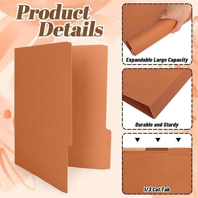 Whaline 24 Pack Terracotta File Folders Letter Size 4 Colors Gradient Terracotta File Pockets with 1/3 Cut Tab for Home Office Classroom Supplies, 8.9 x 11.6 Inch