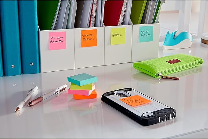 Post-it Super Sticky Notes, 8 Sticky Note Pads, 1.875 x 1.875 in., Ideal for Organization in Your Dorm, Home or Office, 2X The Sticking Power, Supernova Neons Collection