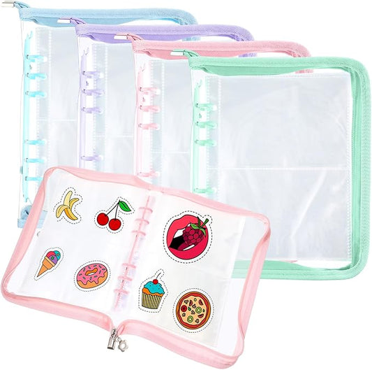 4 Pcs Sticker Storage Organizer Binder A5 Sticker Book Collecting Album Reusable Card Holder Organizer with 480 Pocket Zipper for Adult Collecting Photo Cards