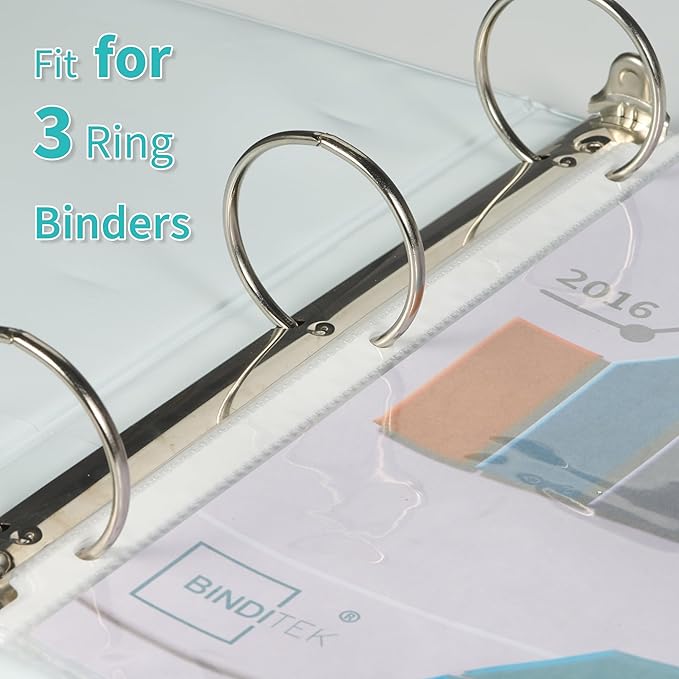 Binditek 16 Pack Heavyduty Clear Sheet Protectors with 8 Tabs, 45 Sheets Capacity, 8.5 x 11 inch Plastic Dividers for 3 Ring Binder, Insertable Index Divider, Letter Size, 2 Set, Label Sticker