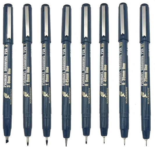Micro Fineline Pen 8 Size Drawing Art Pens Waterproof Precision Micro Fineliner Black Ink Pens for Art Watercolor, Illustration, Sketching, Anime, Manga, Technical Drawing…