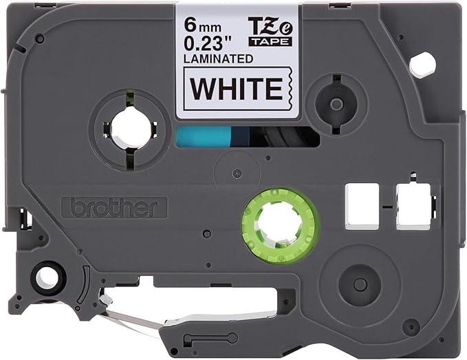 Brother Genuine TZe211~1/4" Black Print on White Label Tape. Each: 0.23 in x 26.2 ft (6 mm x 8 m)