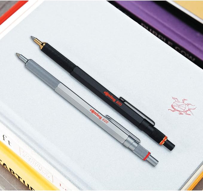 rOtring 600 Ballpoint Pen, Medium Point, Black Ink, Silver Barrel, Refillable