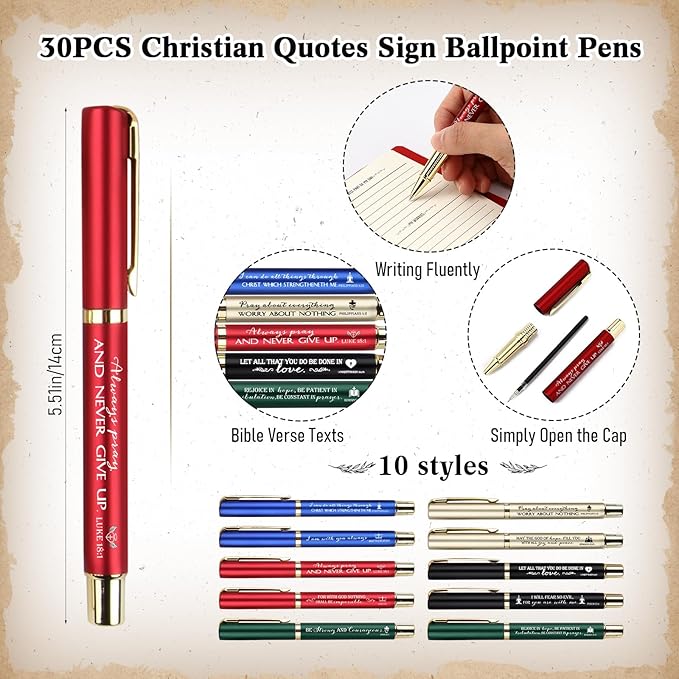 Spakon 30 Set Christian Gifts Bulk Easter Mother's Day Church Sticky Note Spiral Notebook Bible Verse Ballpoint Pen Prayer Journal Religious Scripture Notepad Sunday School Teacher Party Favors