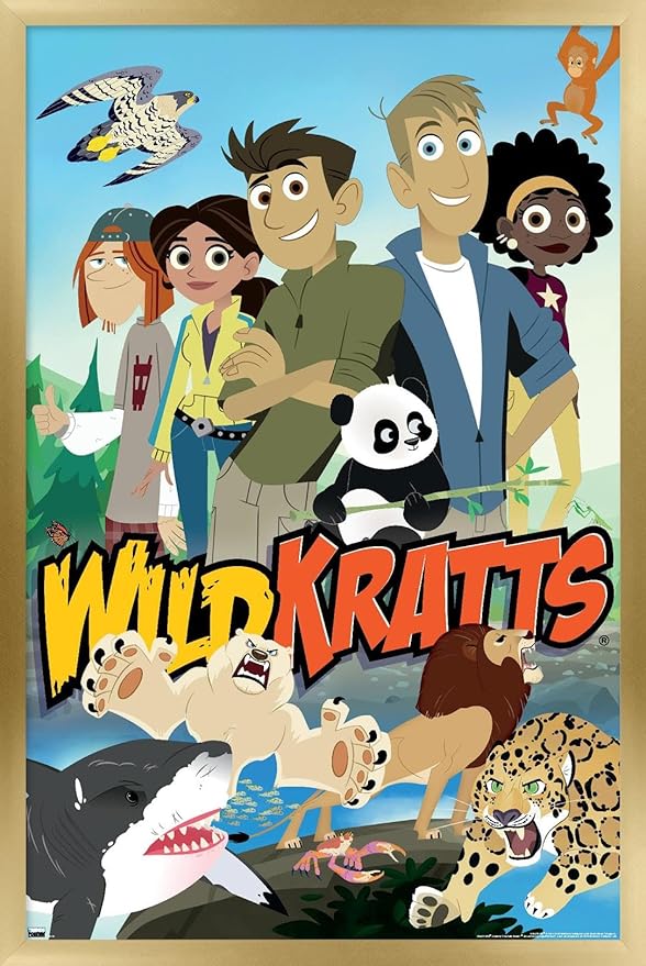 Wild Kratts - Group Wall Poster, 22.4L" x 14.7W", Gold Framed Version