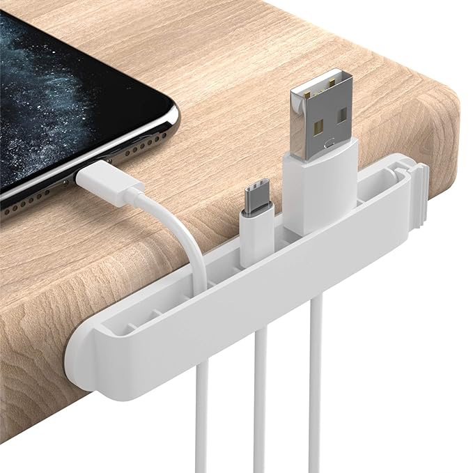 pzoz Cable Clips, 3 Pack Cord Organizer Charger Cable Management for Organizing Home Office Desk Phone Car Cable Wire, Self Adhesive Cord Holders (White)