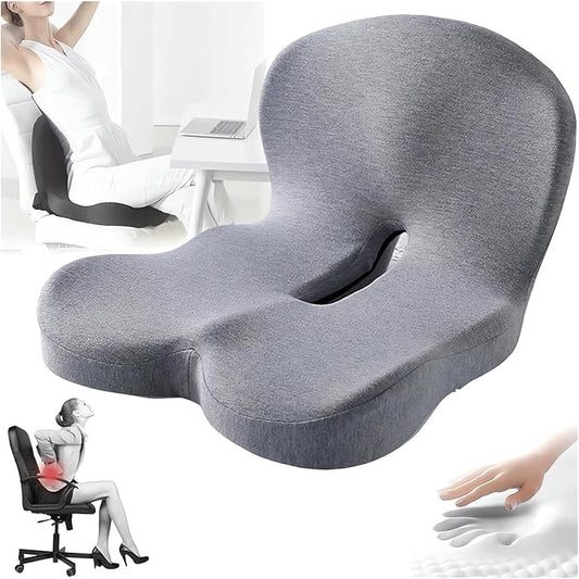 Memory Foam L-Shaped Integrated Seat Cushions for Car Truck Driver Ergonomic L Shape Lumbar Cushion Sciatica Back Pain Relief Office Chair Butt and Back Support Pillow Long Driving Booster Seat (F1)