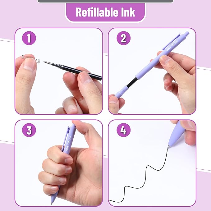 Mr. Pen- Retractable Gel Pens, 12 Pack, Black Ink, Lavender Legacy Barrel Gel Pens, Fine Point 0.5mm, Retractable Pens