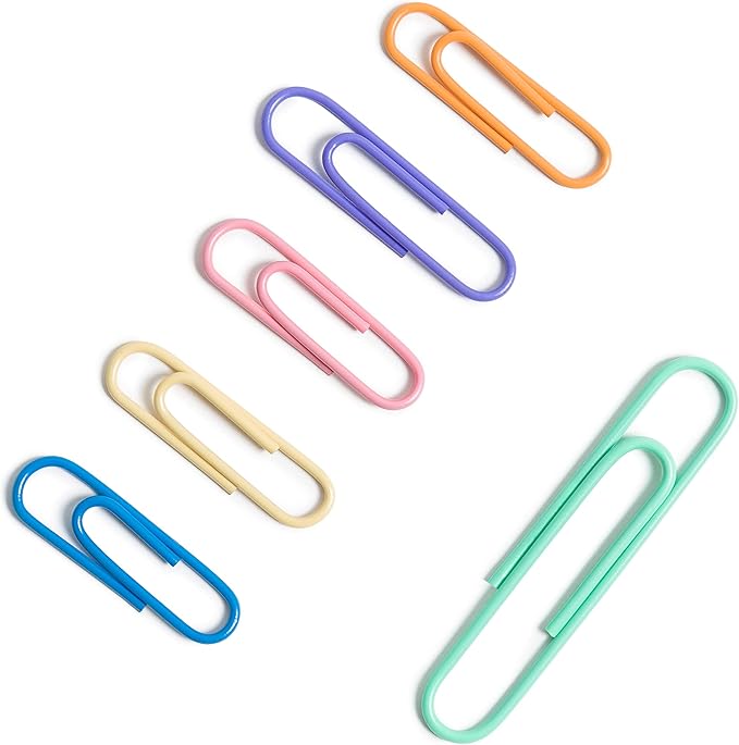 U Brands Paper Clips Set, Office Supplies, Assorted Sizes, Assorted Colors, 600 Count