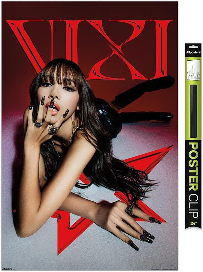 LISA - VIXI Red Star Wall Poster, 34L" x 22.4W", Premium Poster & Clip Bundle