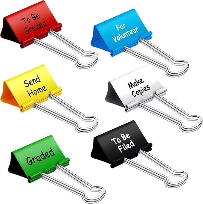 Tenare 6 Pieces Teacher Essentials Large Binder Clips 2 Inches Teacher Binder Paper Clips Office Back to School Gifts Classroom Supplies Management Supplies(Things to Do)