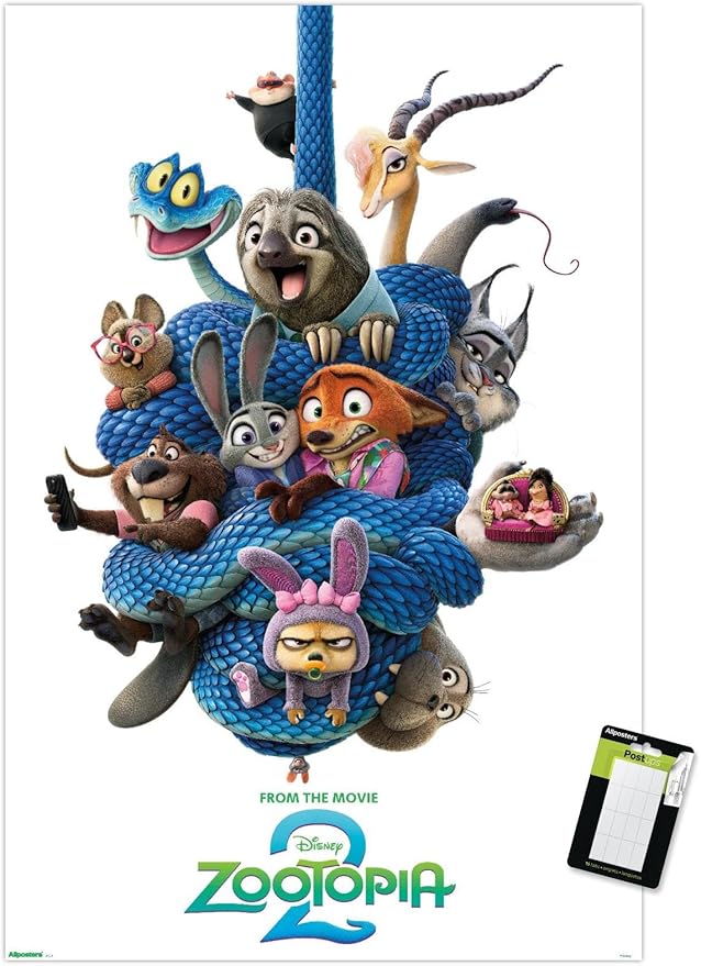 Disney Zootopia 2 (2025) - Group One Sheet Wall Poster, 34L" x 22.4W", Premium Poster & Mount Bundle