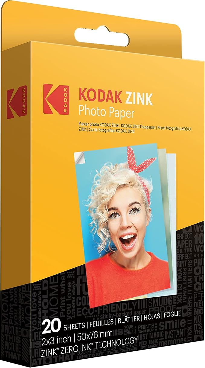Kodak Printomatic Full-Color Instant Print Camera Starter Bundle + Carrying Case + Zink 20pk Photo Paper - Colorful Photos On 2x3 Sticky-Back Paper - Fun Gift for Birthday Christmas Holiday - Black