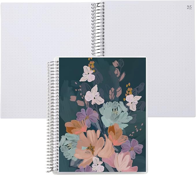Erin Condren Dot Grid 8.5x11 Bold Blooms Cover Notebook Spiral Bound Journal for Writing, and Note Taking, Premium Paper, Stylish Floral Cover, Perfect for School, Office, and Creative Planning