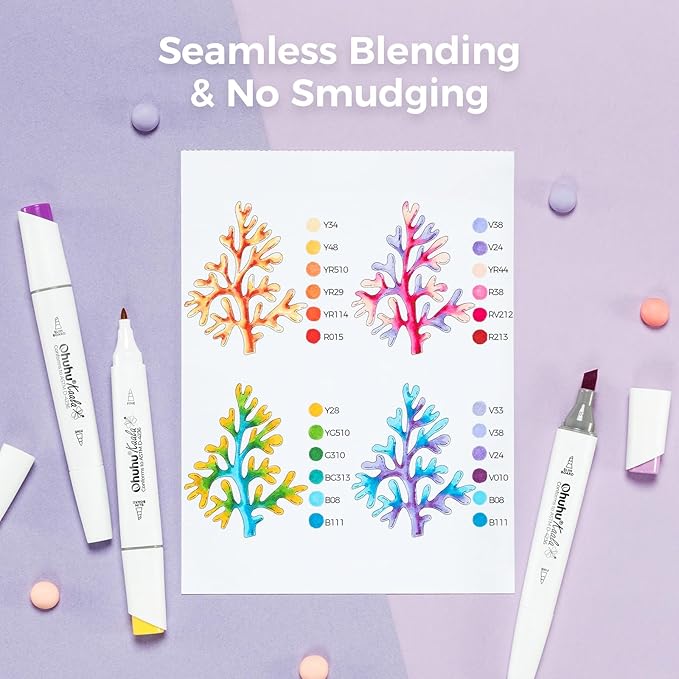 Ohuhu Alcohol Markers: 60 Colors Slim Broad and Fine Double Tipped Kaala Marker for Artists Adults Coloring Drawing Cartoon Anime Comic - Professional Art Pens with Ink Refillable Giftable Pen Set