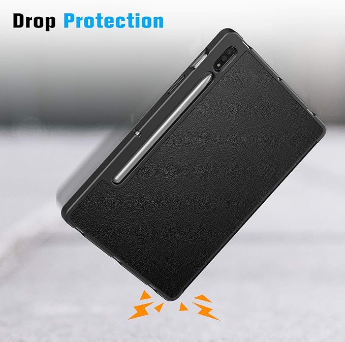 Fintie Slim Case for Samsung Galaxy Tab S8 2022/Tab S7 2020 11 Inch (Model SM-X700/X706/T870/T875/T878) with Built-in S Pen Holder, Soft TPU Smart Stand Back Cover Auto Wake/Sleep Feature, Black