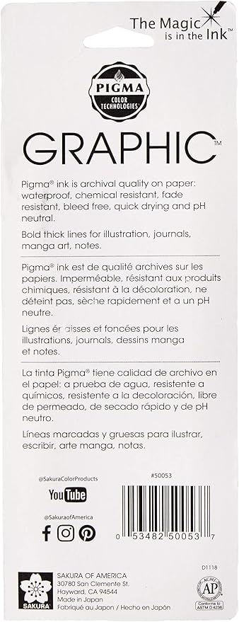 Sakura Pigma Graphic Pen 1mm Blk 3pc