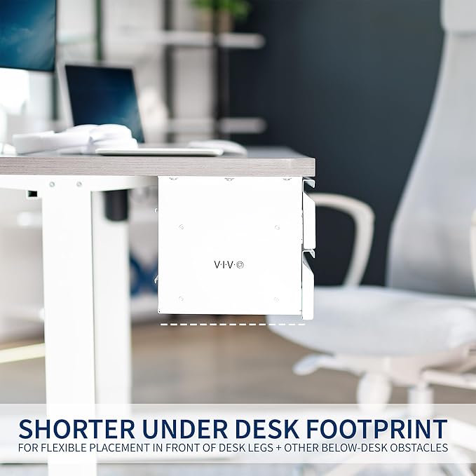 VIVO 16 inch Slide Out Dual Tier Desk Drawer, Under Desk 2 Layer Storage, White, DESK-DR02W