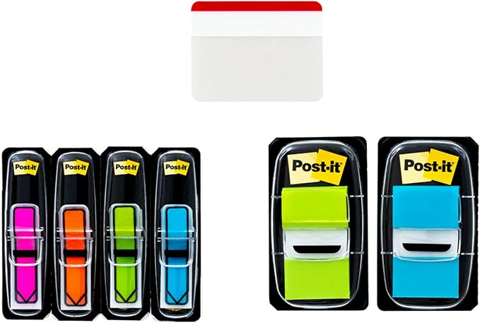 Post-it Flags and Arrow Flags Value Pack, Brights, 1 in and 1.7 in Wide, 196/Dispenser Plus Free Post-it Tabs (680-BBBGA4VA)