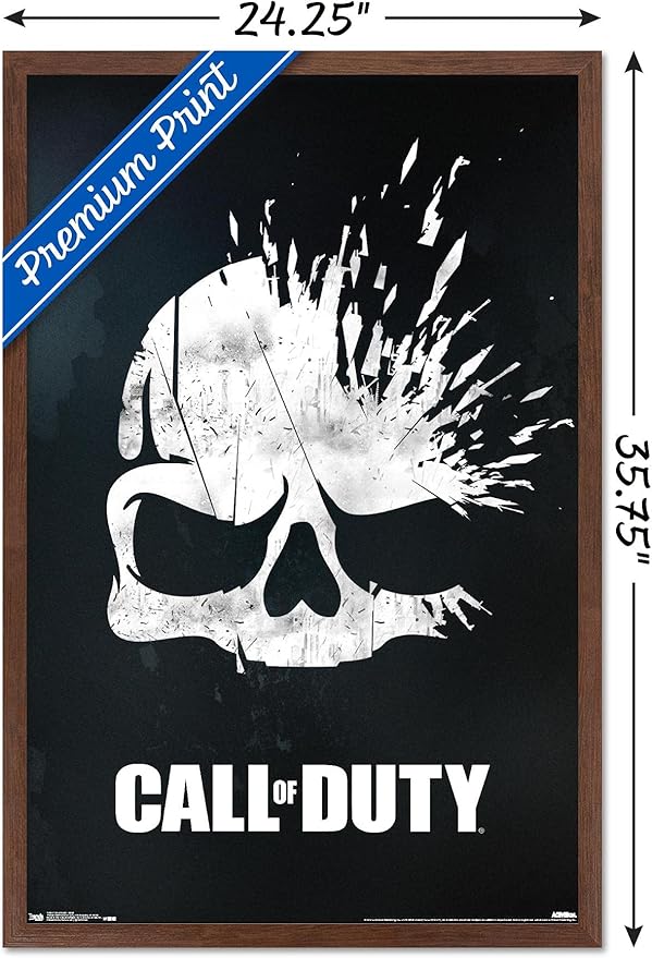Trends International Call of Duty - Skull Wall Poster, 22.375" x 34", Mahogany Framed Version