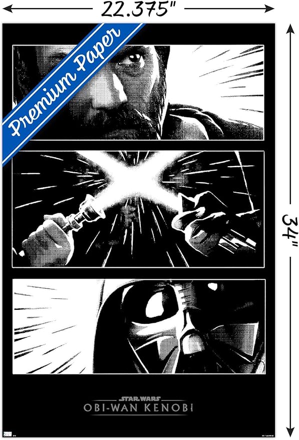 Trends International Star Wars: Obi-Wan Kenobi - Panels Wall Poster, 22.375" x 34", Premium Poster & Mount Bundle