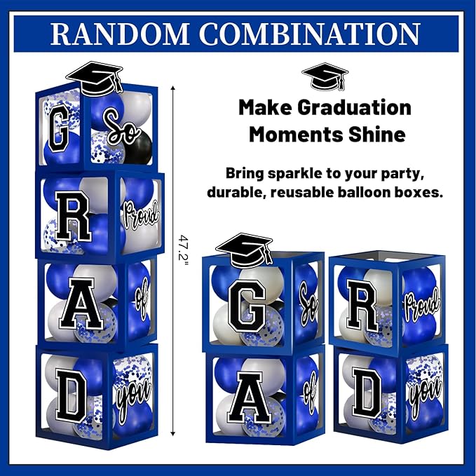 2026 Graduation Decorations, Blue Graduation Decorations 2026 Arch Kit Boxes With Letters 2026 Grad for Middle School High School College ect.