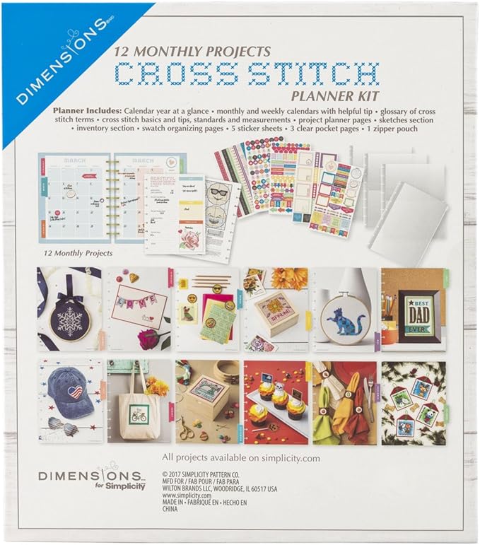 Simplicity Vintage 12 Monthly Projects Cross Stitch Planner Kit