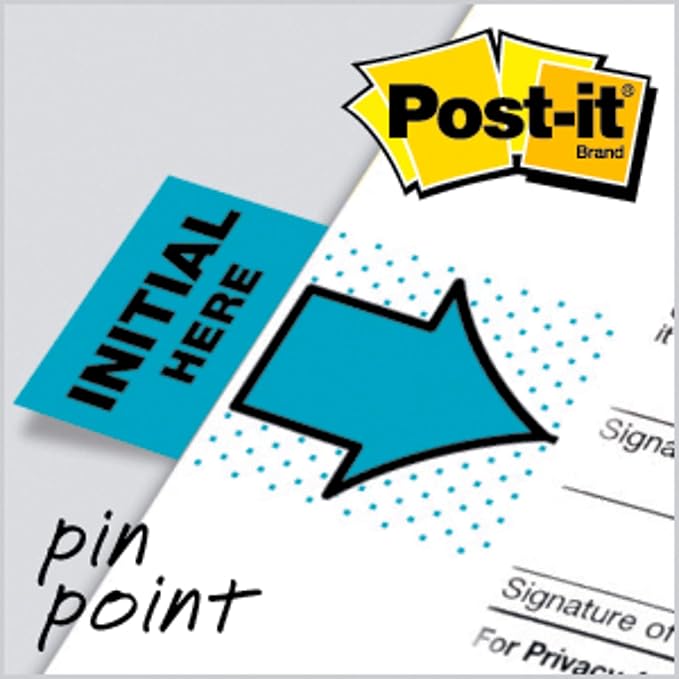 Post-it Initial Here Flags, 100 Flags/Pack, 1 in Wide, Blue (680-IH2) - 24 Pack, 2400 Total Flags