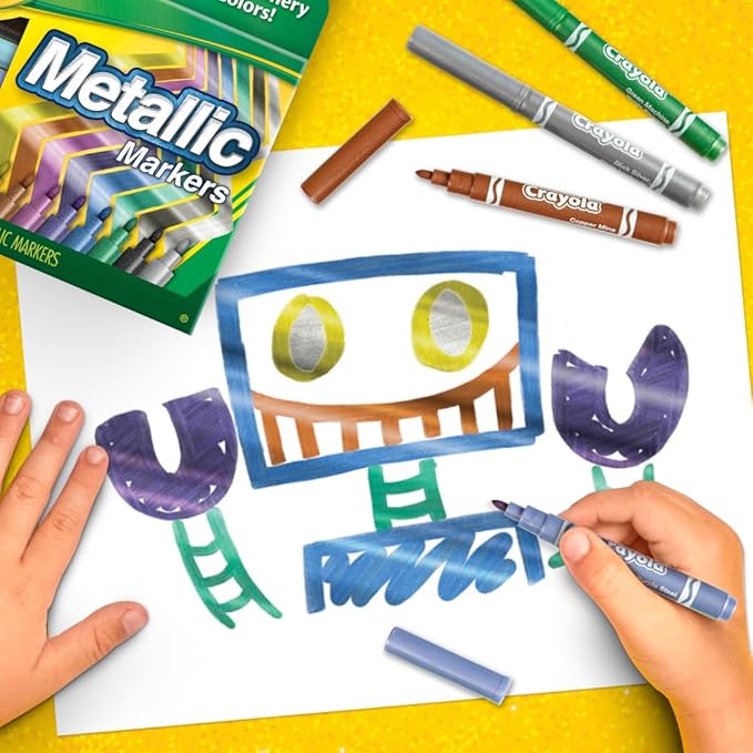Crayola Metallic Markers, Art Supplies, 8 Count, Colors May Vary