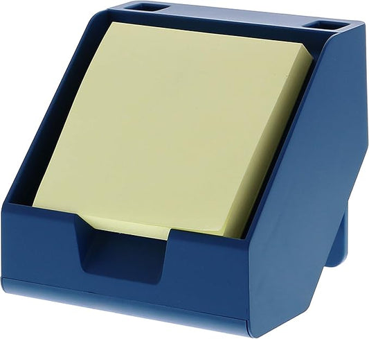 Bostitch Office Sticky Note Holder + Business Card Stand, Includes Pen Holders, Blue