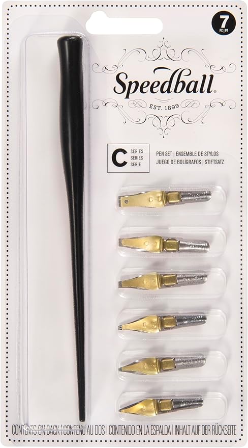 Speedball C-Series Lettering Pen Set - 1 Penholder w/ 6 Nibs
