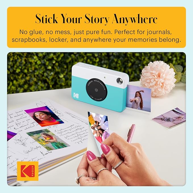 Kodak Printomatic Full-Color Instant Print Digital Camera - 75 Sheets Bundle - Prints On Zink 2x3 Sticky-Back Photo Paper - 5MP, Portable, Creative Fun Gift for Birthday, Christmas, Holiday - Blue