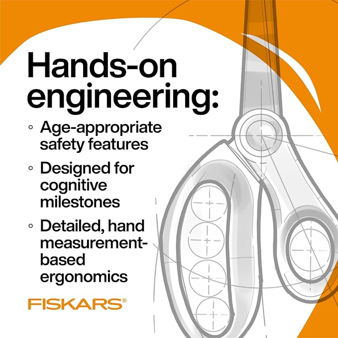 Fiskars 5" SoftGrip Blunt-Tip Scissors for Kids Ages 4-7,Scissors for School or Crafting,Back to School Supplies,Blue,Purple,and Pink Designs,3 Count (Pack of 2)