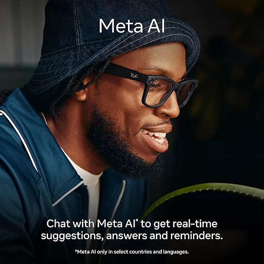 Ray-Ban Meta (Gen 1), Wayfarer, Large Matte Black | Smart AI Glasses for Men, Women — 12 MP Camera, Open-Ear Speakers, Video Recording, Bluetooth — Transitions® Clear Lenses — Wearable Technology