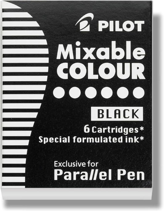 PILOT Parallel Mixable Color Ink Refills for Calligraphy Pens, Black Ink, 6-Pack (77305)
