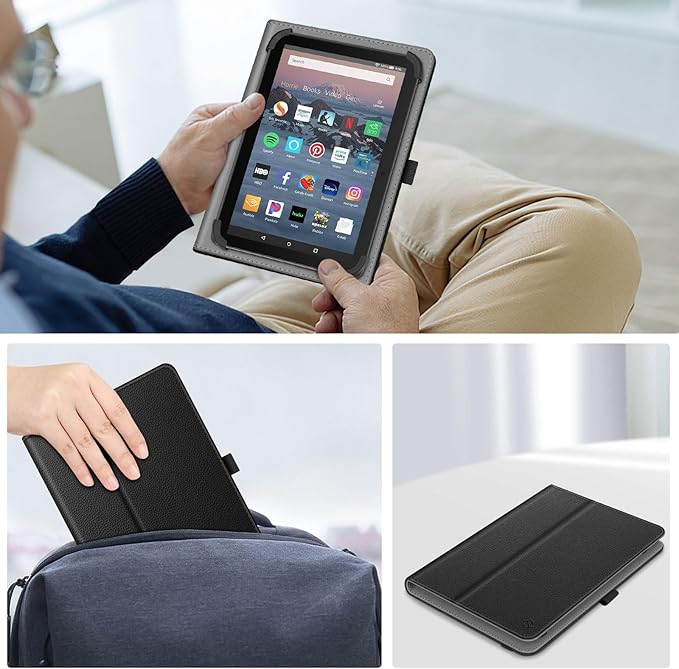 Fintie Universal Case for 7-8 Inch Tablet eReader - Folio Book Style Premium PU Leather Protective Cover with Hand Strap Pen Holder for 7", 7.9", 8” Devices