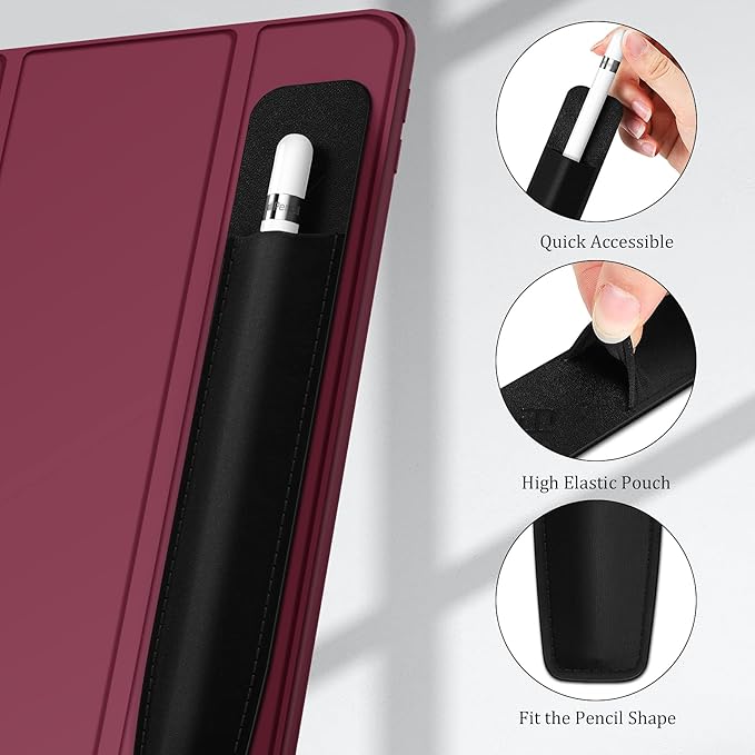 Fintie Pen Sticker Compatible with Apple Pencil Pro, Apple Pencil (USB-C / 1st / 2nd Generation), Elastic Stylus Pocket, Adhesive Leather Pen Pouch Sleeve, Black