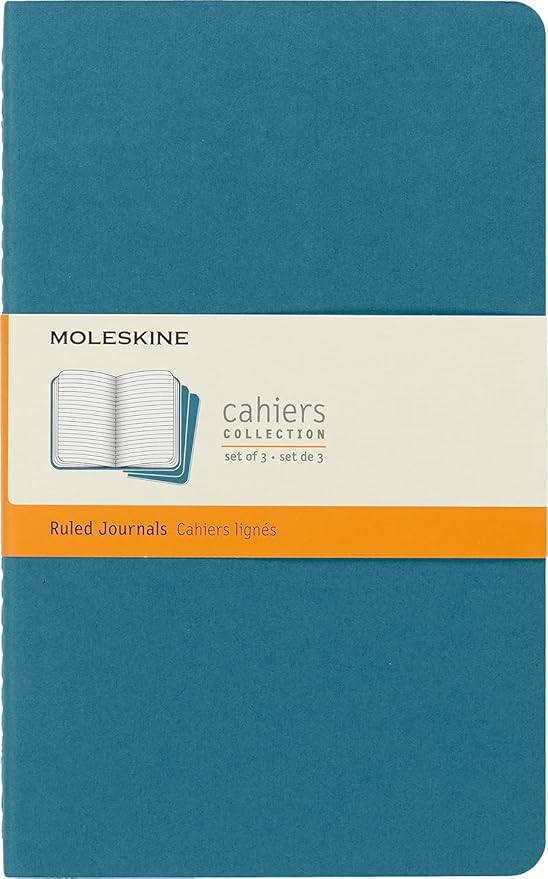 Moleskine Cahier Journal, Soft Cover, Large (5" x 8.25") Ruled/Lined, Black, 80 Pages (Set of 3)