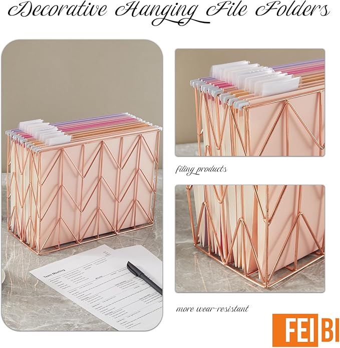 12 Pack Hanging Folder File Cabinet Organizer Letter Size 1/5 Cut Adjustable Label Decoration Home Office School Classroom, Macaron Color