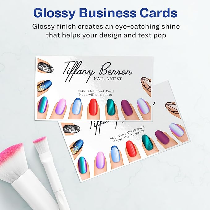 Avery Business Cards Clean Edge Glossy White | Sure Feed Technology | Printable | 2 x 3.5 Inch | 200 Cards, Pack of 5
