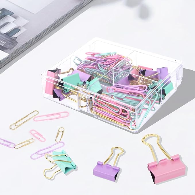 Cute Paper Clips Binder Clips Combo Set, Assorted Size Paper Clips for Office, Cute Office Supplies Set,