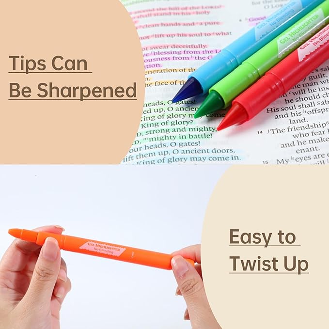 Bible Highlighters and Pens No Bleed, 16 Pack Assorted Colors Gel Highlighters for Bibles, Bible Markers Study Kit Journaling Office Supplies (Vibrant colors)