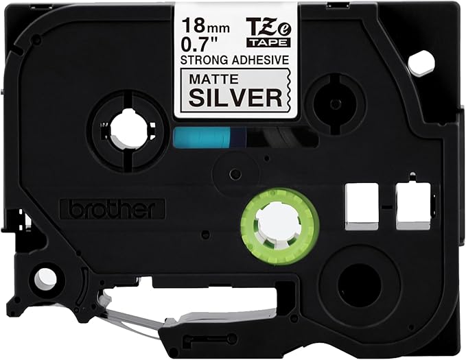 Brother Genuine P-Touch TZe Black Print on Matte Silver Label Tape (TZeS941), Strong Adhesive Laminated,3/4in x 26.2ft (18mm x 8m), for Select P-Touch Label Makers, Water-Resistant, Extra Strength