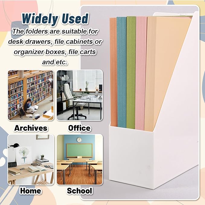 Whaline 24 Pack Boho Colored File Folders Letter Size 6 Solid Colors File Pockets with 1/3 Cut Tab for Home Office Classroom Supplies, 8.9 x 11.6 Inch