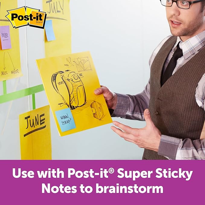 Post-it Super Sticky Big Notes, 11 in x 11 in, 1 Pad, 2X The Sticking Power, Neon Orange (BN11O) (Pack of 6)