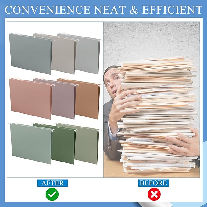 Yaomiao 24 Pcs 11.6 x 9 Inches Decorative Hanging File Folders with Tabs Letter Size File Organizer Multicolor Hanging Folders for Home Classroom Office School Supplies, 12 Color (Morandi Color)